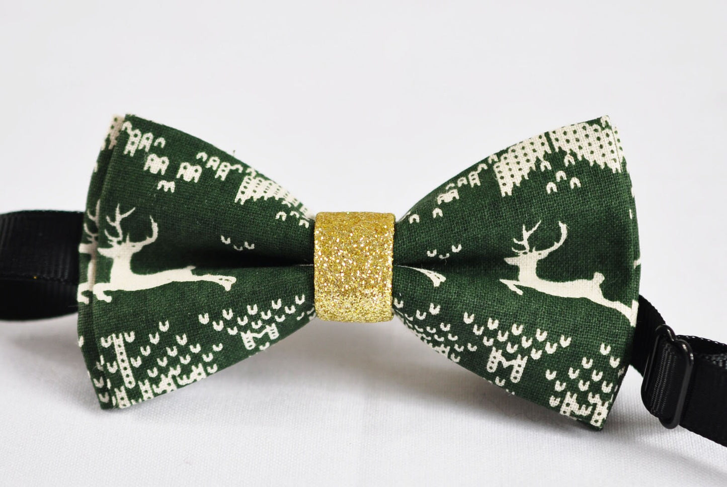 Boys Kids Youth Teenage 100% Cotton White Xmas Christmas Deer Elks Pattern Red Gold Bow Tie Bowtie Party Wedding 7-14 Years Old