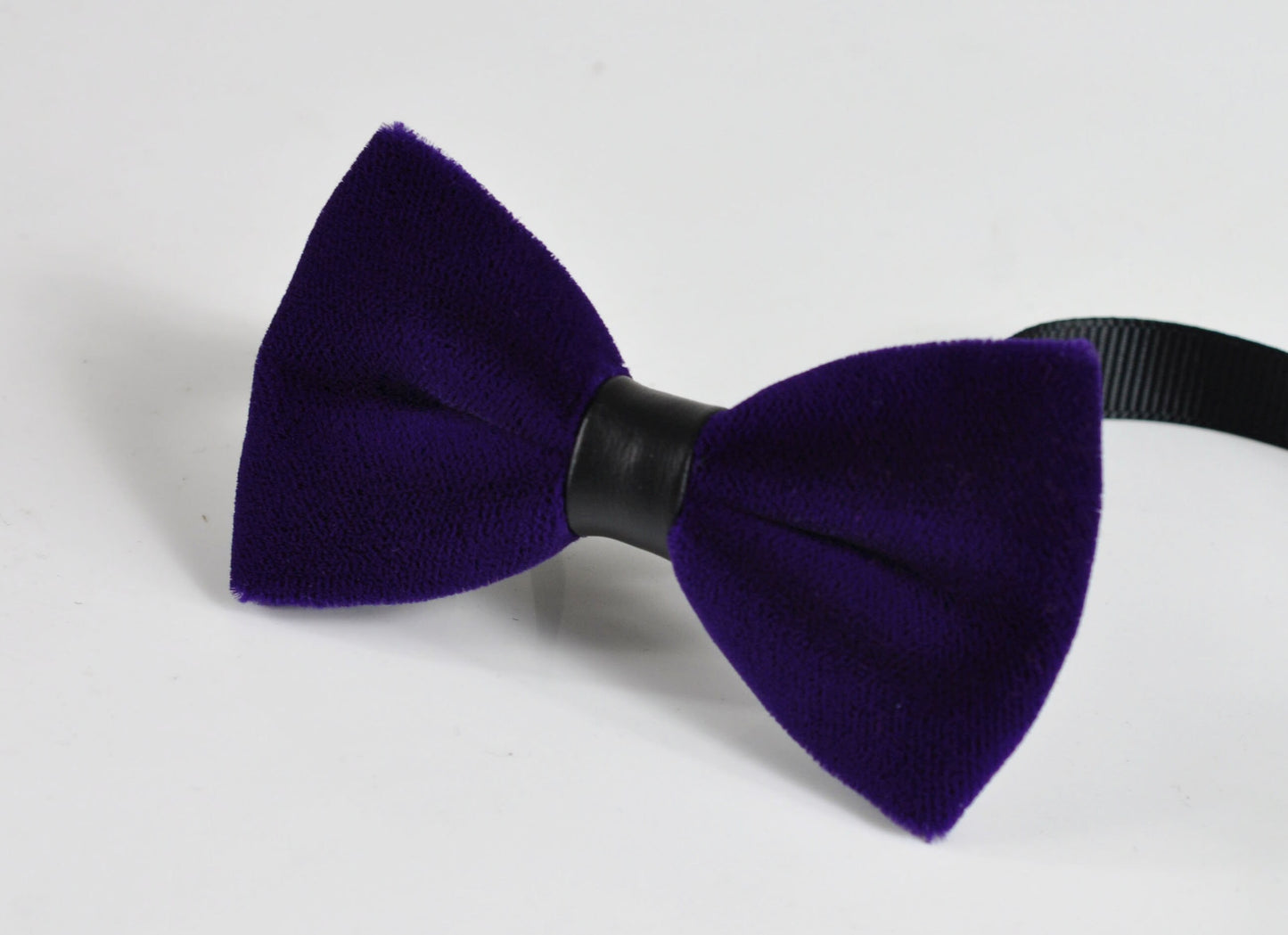 Baby Infant Kids Boy Solid Violet Purple Blue Velvet Black Faux Leather Bowtie Bow Tie 1 to 6 Years Old Wedding Party