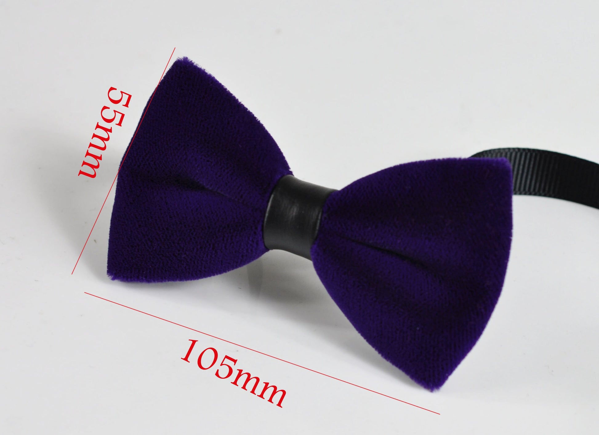 Kids Page Boy Teenage Youth Violet Purple Velvet Pretied Black Faux Leather Bow Tie Bowtie Fits 7-14 Years Old