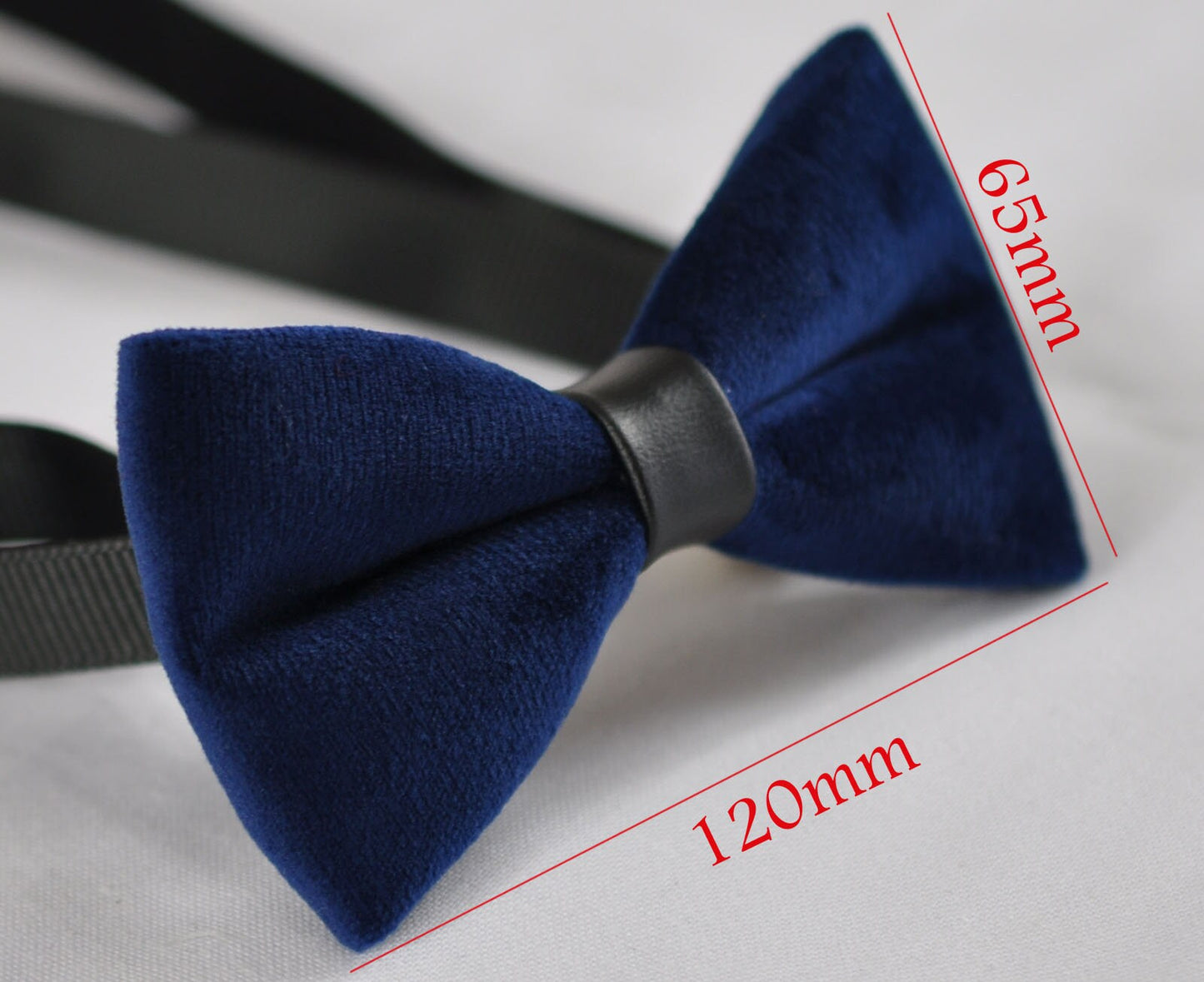 Men Unisex Navy Blue Velvet Black Faux Leather Pretied Bow Tie Bowtie Craft Groom Best man Wedding Party