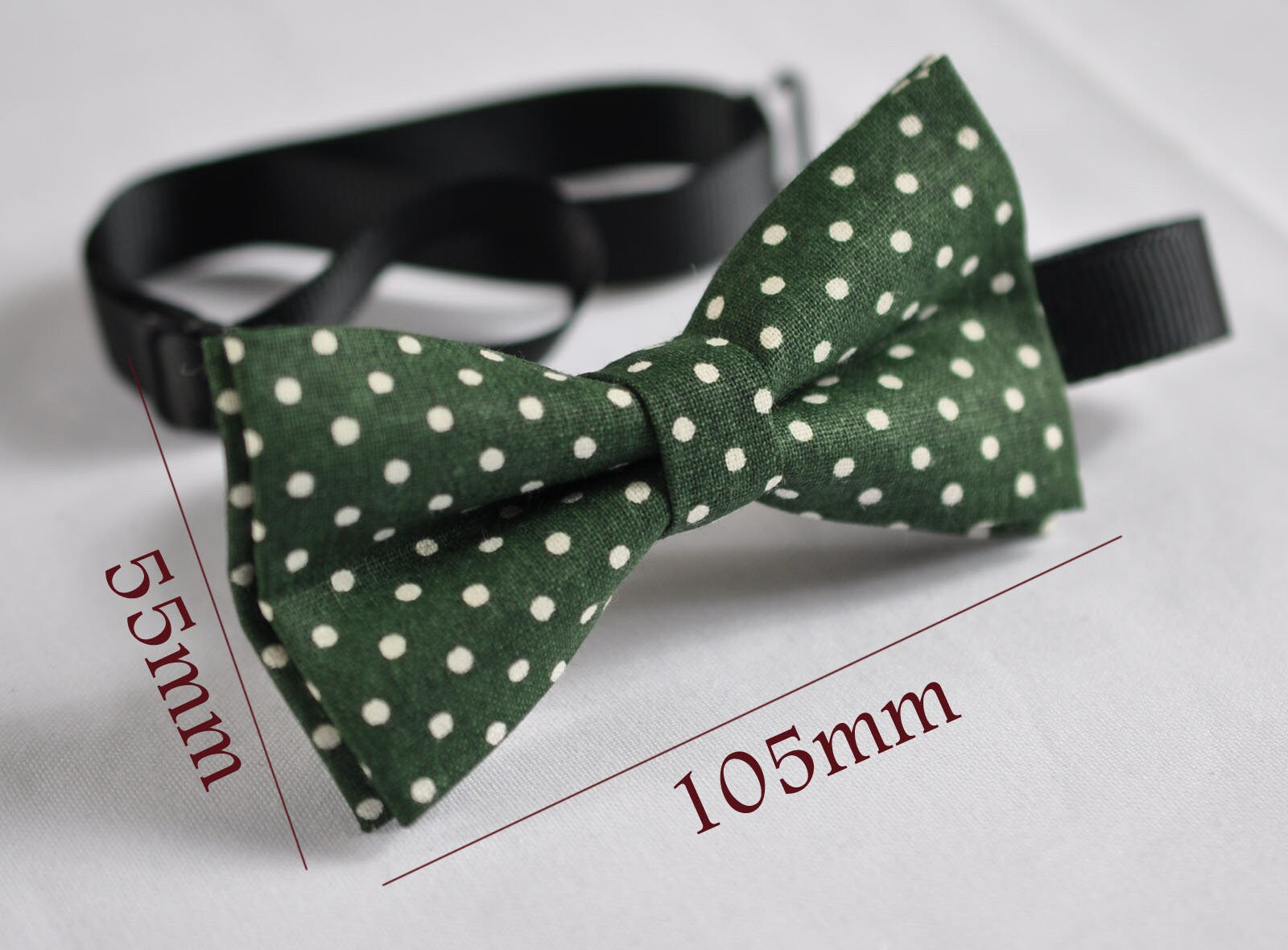 Kids Page Boy Youth Teenage 100% Cotton Green WHITE DOTS Bow Tie Bowtie Wedding 7-14 Years Old