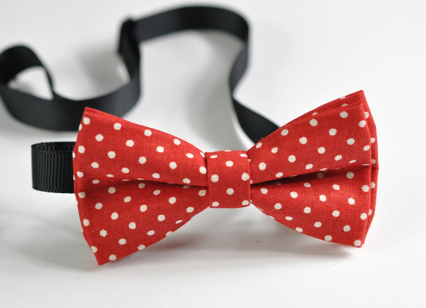 Red White Dots 100% Cotton Pretied Bow tie Bowtie for Baby Toddler Page boy or Youth Teenage or Men Adult Wedding