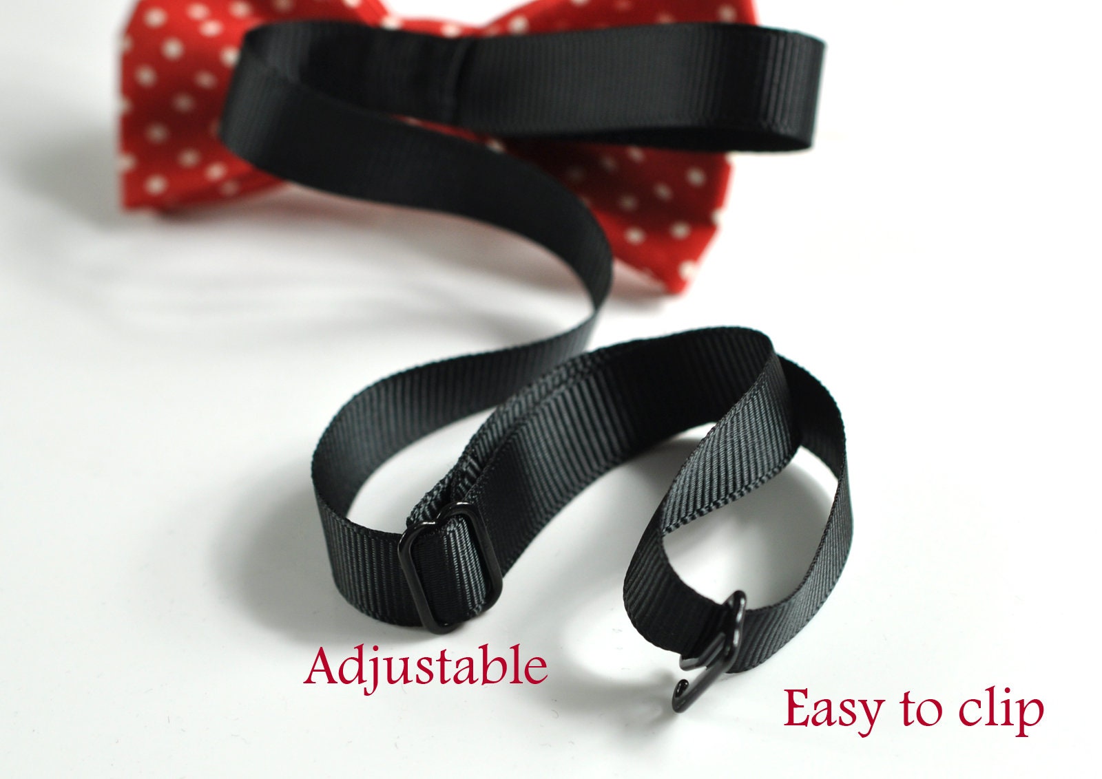 Red White Dots Pattern Pretide Bow Tie + Red Elastic Suspenders Braces for Baby Infant Toddler / Kids Page Boy / Youth Teenage / Adult