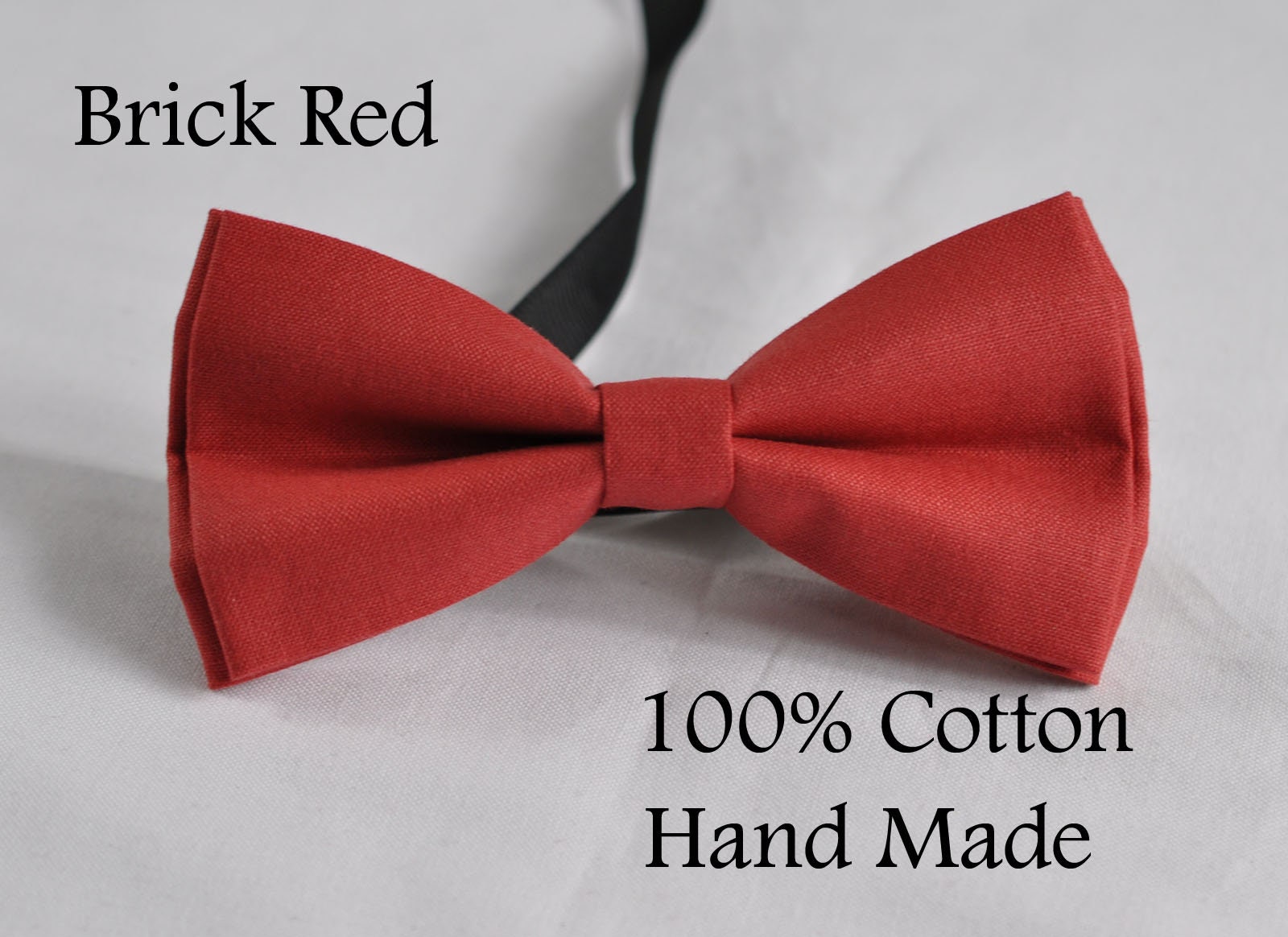 Men Adult 100% Cotton Quality Brick Red Solid Color Handmade Pretied Bow Tie Bowtie Craft Wedding Party