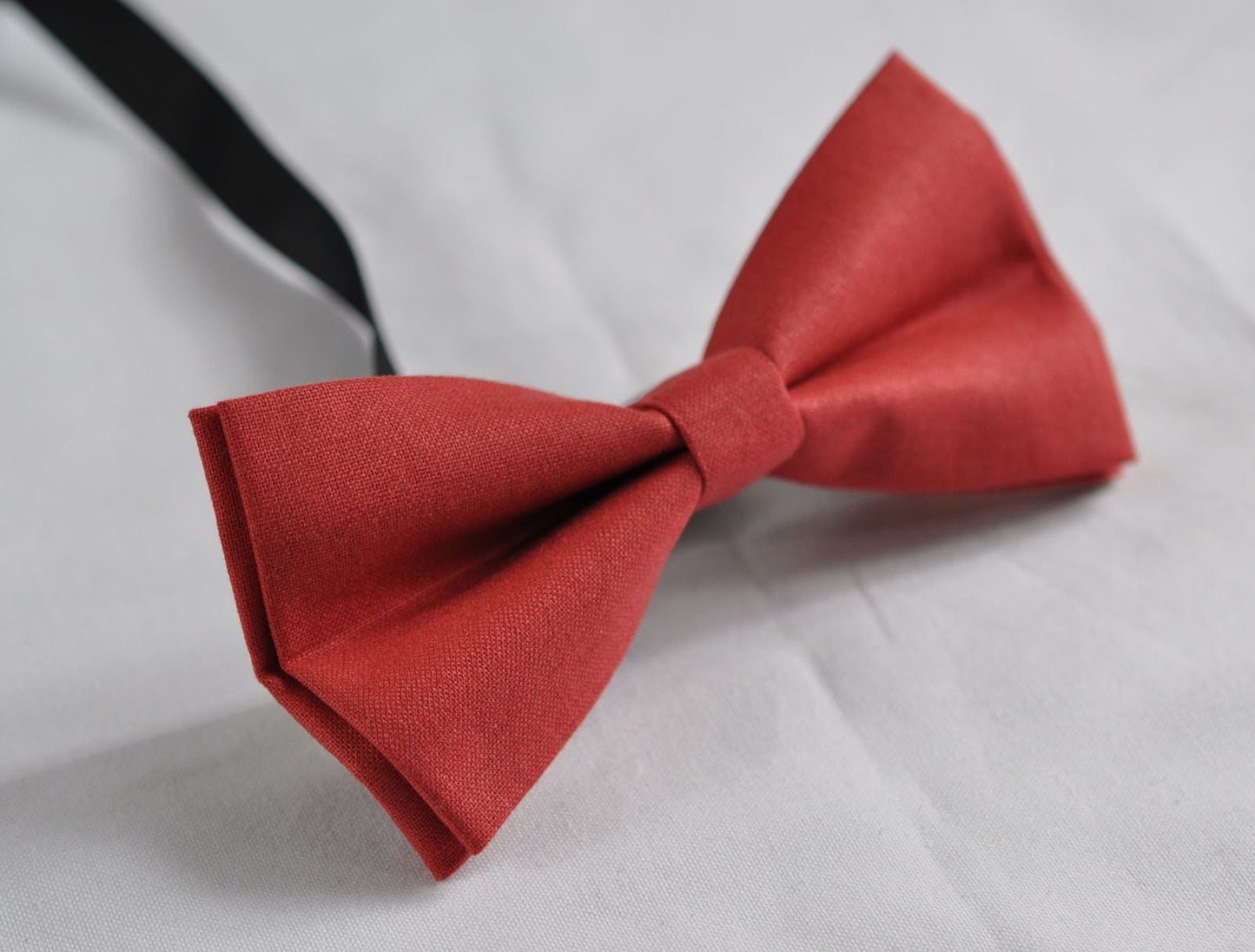 Men Adult 100% Cotton Quality Brick Red Solid Color Handmade Pretied Bow Tie Bowtie Craft Wedding Party