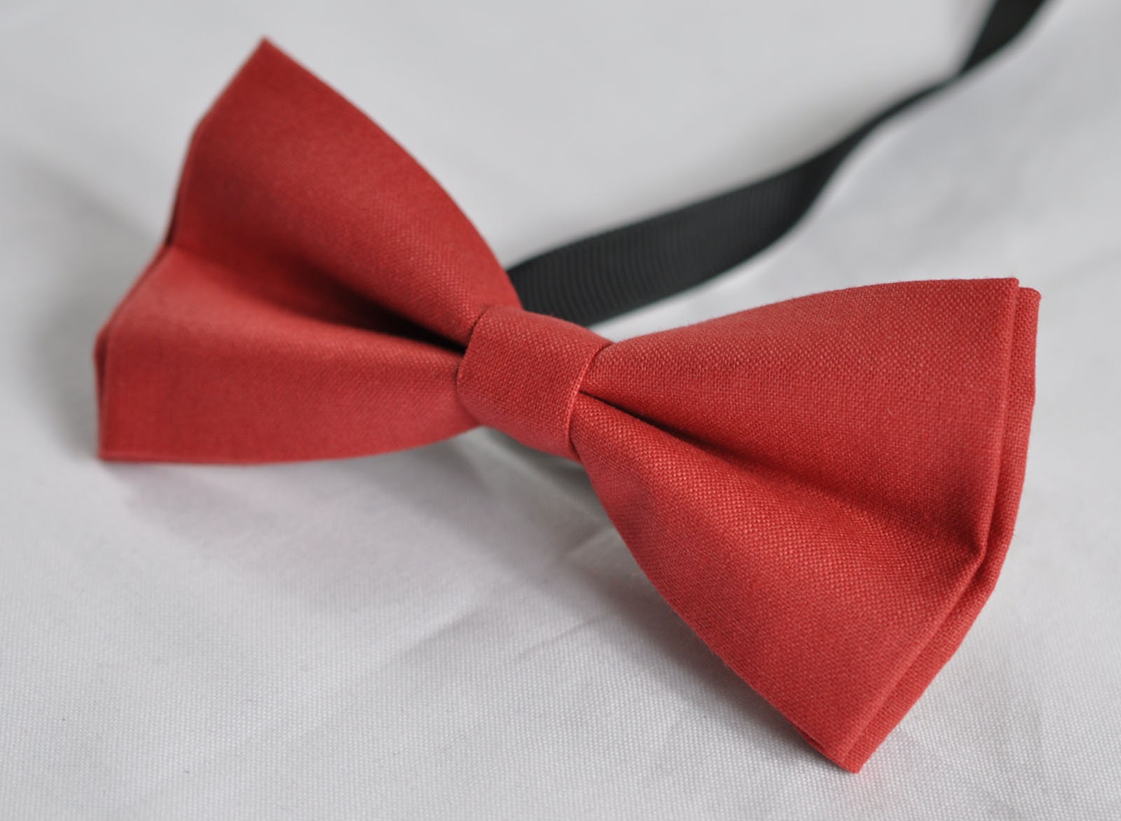 Men Adult 100% Cotton Quality Brick Red Solid Color Handmade Pretied Bow Tie Bowtie Craft Wedding Party