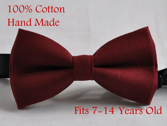 Kids Page Boy Youth Teenage 100% Cotton Rosewood Rose Wood Burgundy Wine Dark Red Pretied Bow Tie Bowtie Wedding 7-14 Years Old