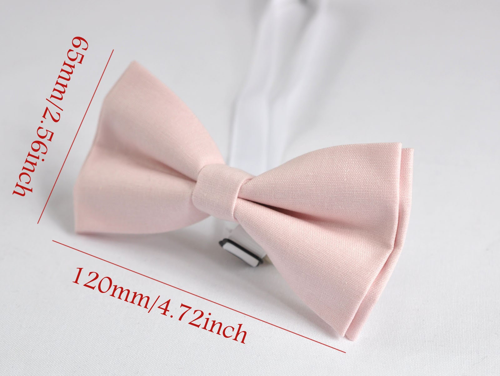 Mens Baby Pink 100% Cotton Hand Made Pretied Bow tie and Matched Pocket Squares Hanky Handkerchief for Wedding or Party