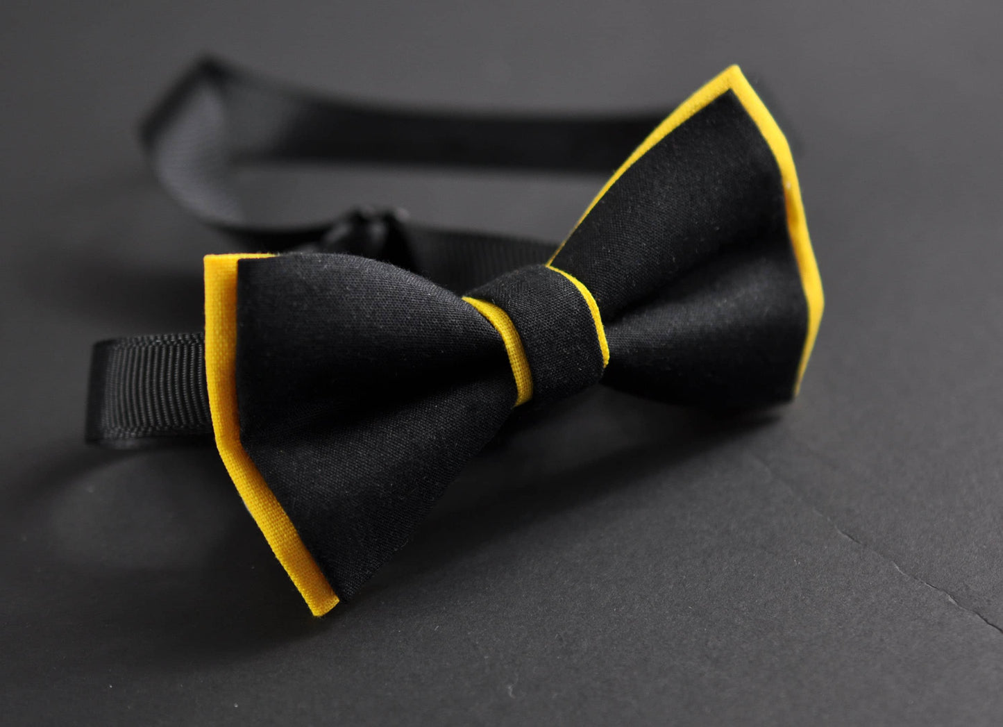 Black Yellow Cotton Bow tie bowtie and Black Elastic Golden clips suspenders Braces for Men / Youth Teenage / Boy Kids / Baby Infant toddler