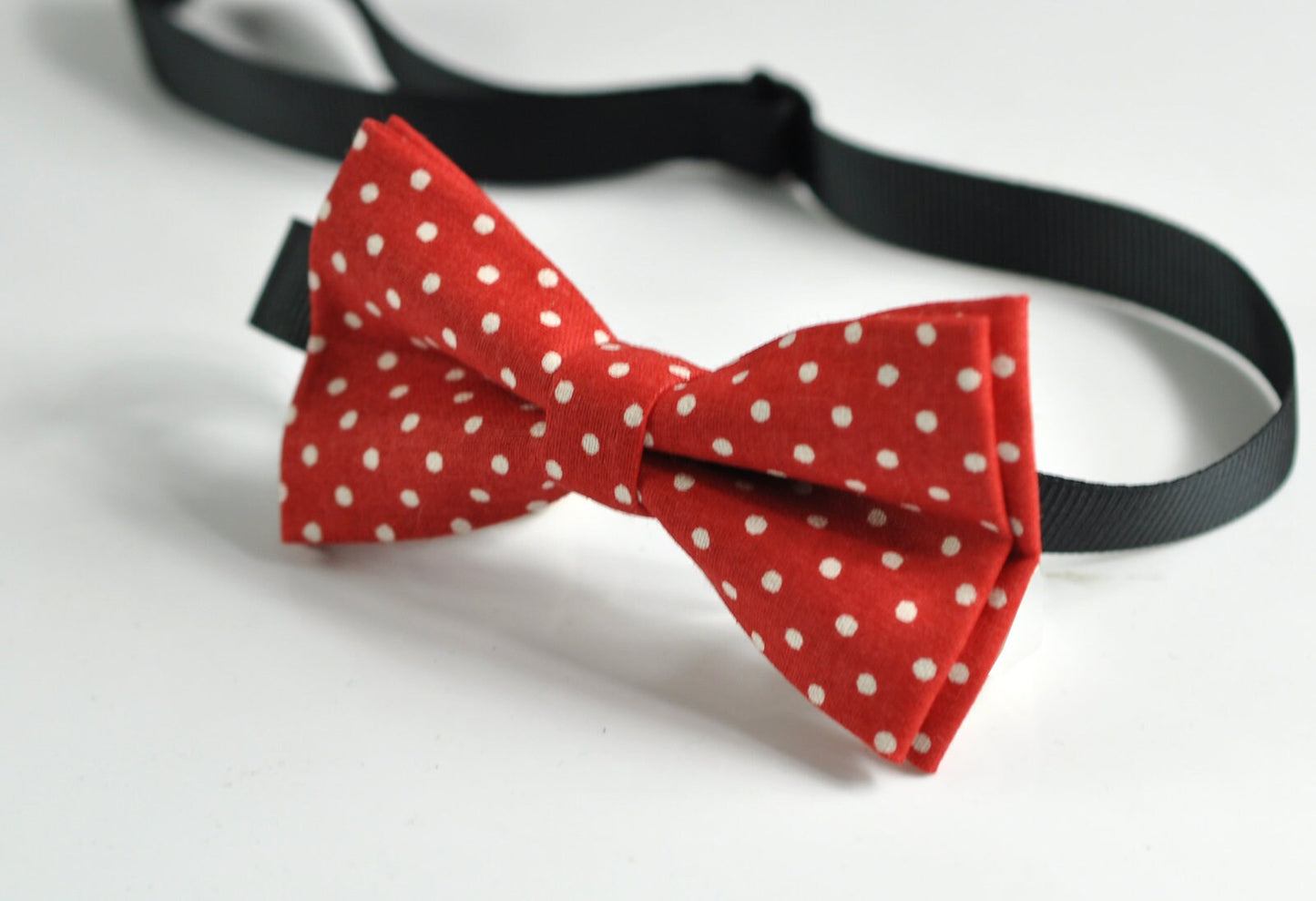 Red White Dots 100% Cotton Pretied Bow tie Bowtie for Baby Toddler Page boy or Youth Teenage or Men Adult Wedding