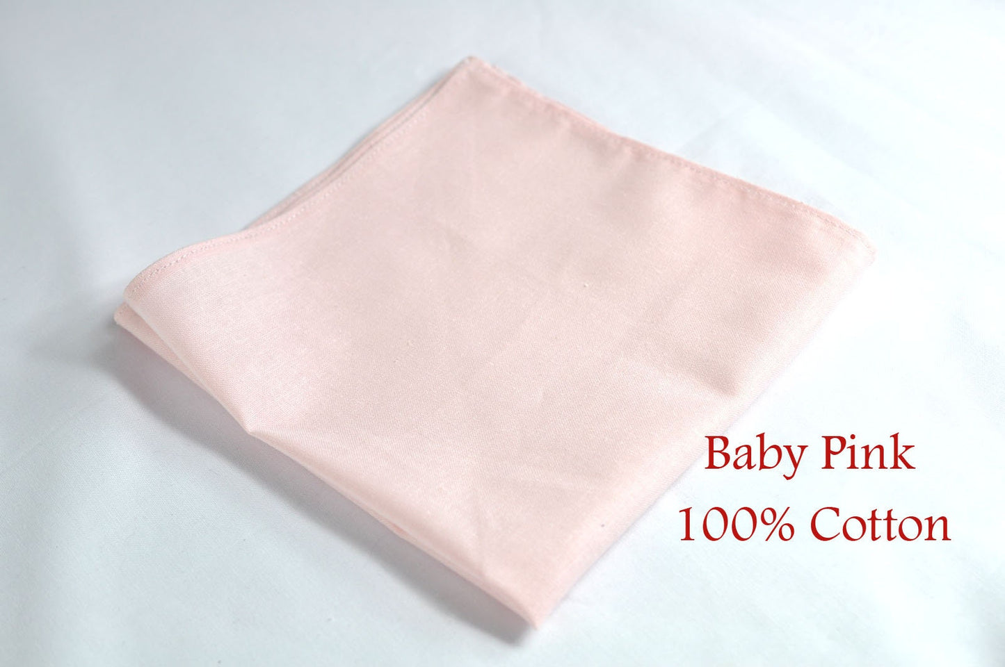 Mens Baby Pink 100% Cotton Hand Made Pretied Bow tie and Matched Pocket Squares Hanky Handkerchief for Wedding or Party