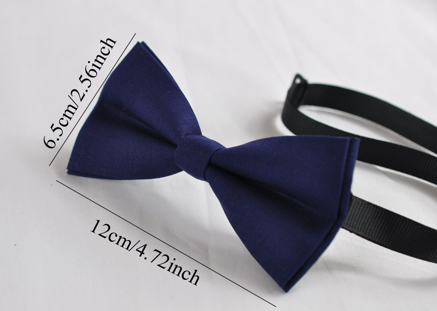 Mens Junior Navy Blue 100% Cotton Hand Made Pretied Bow tie and Matched Pocket Squares Hanky Handkerchief for Wedding or Party