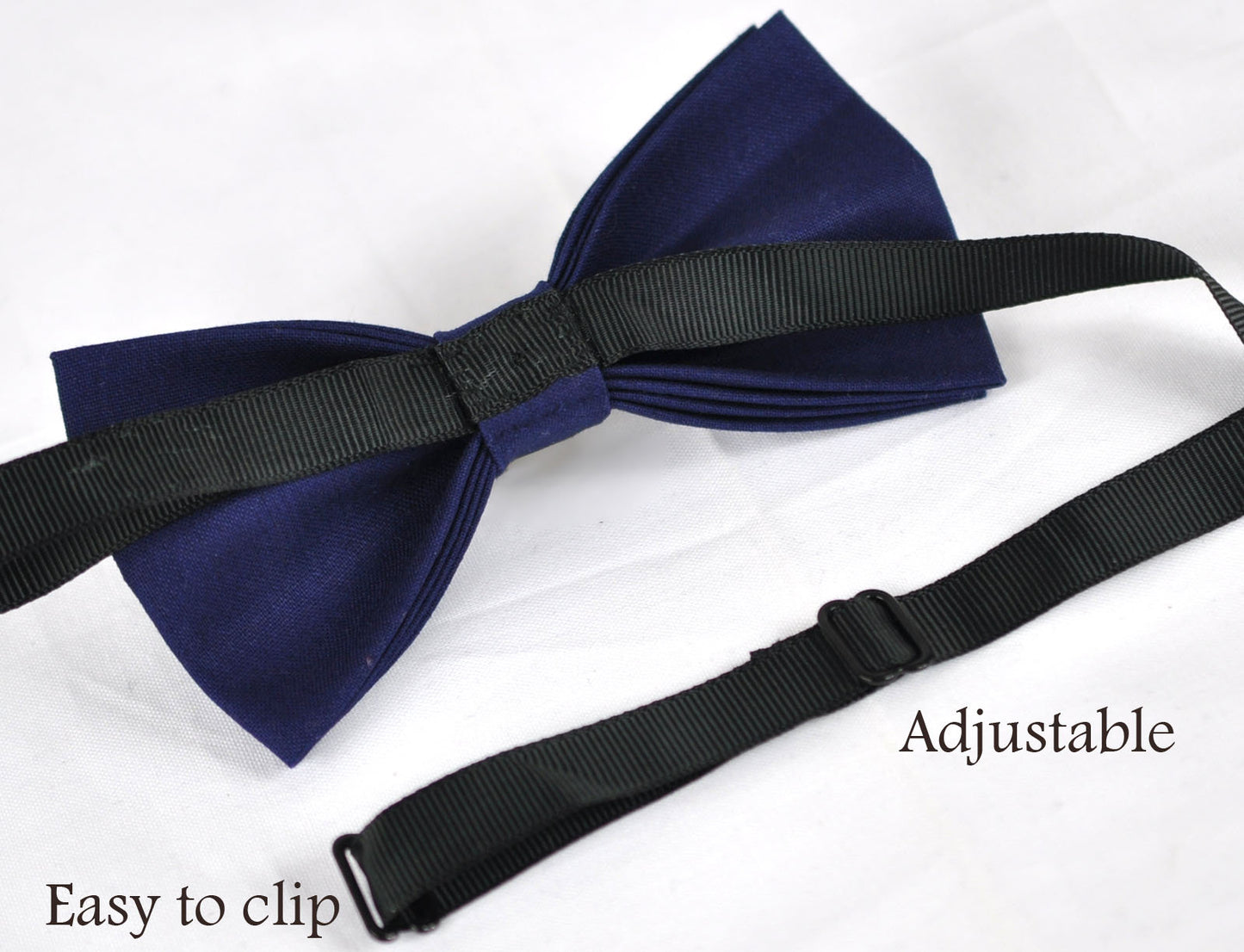 Navy Blue Solid 100% Cotton Bowtie Bow Ties + Light Brown Khaki Braces Elastic Suspenders for Baby infant / Boy Kids / Youth Teenage / Men
