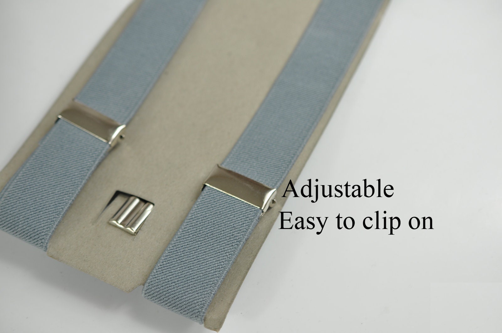 Dusty Blue Cotton Bow tie+ Light Grey Gray Elastic Suspenders Braces for Baby infant / Kids Boy / Youth Teenage / Men Adult