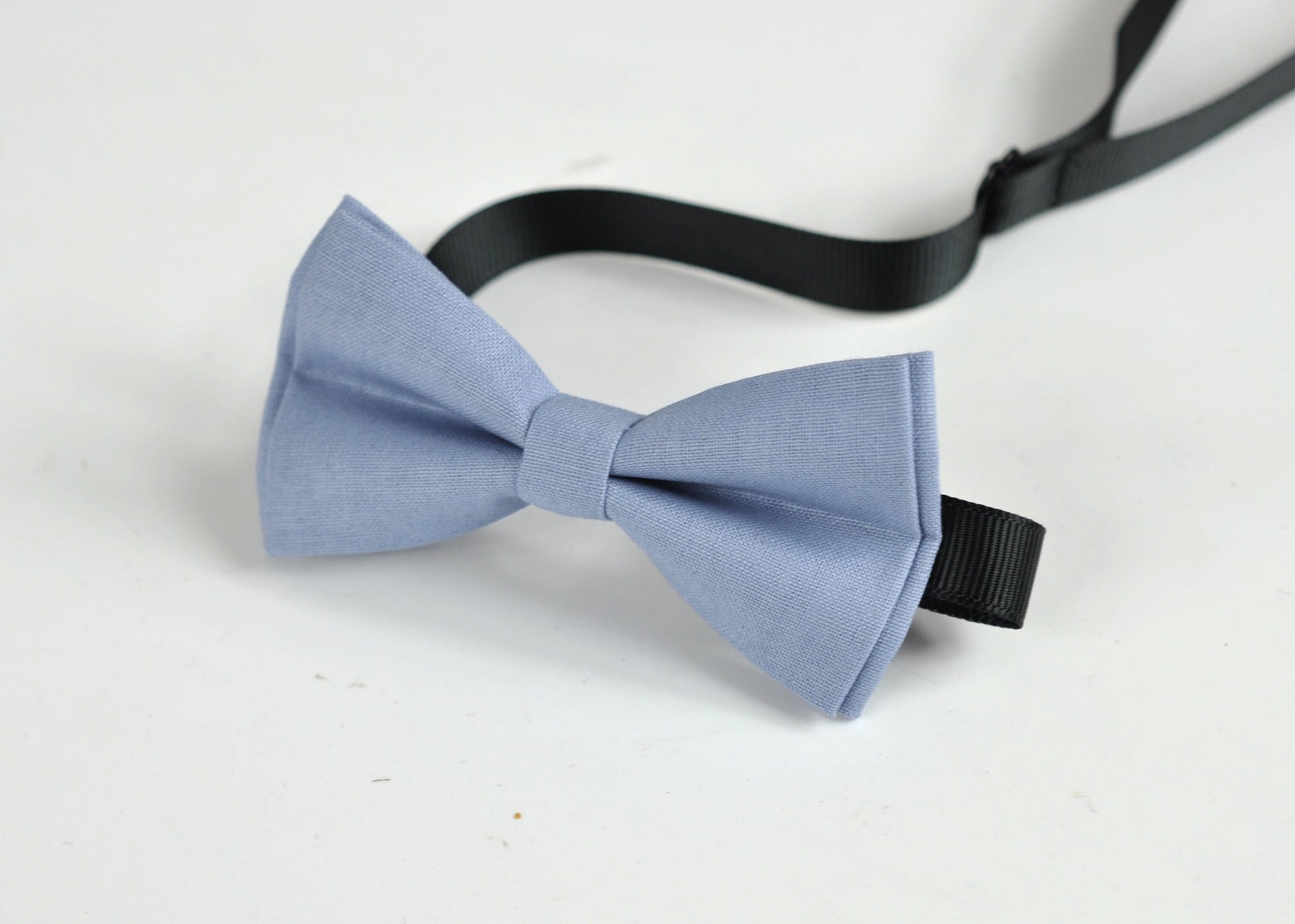 Dusky Dusty Blue Blush Blue Light Blue Cotton Bow tie + Brown Faux Leather Adjustable Suspenders Braces for Kids Page Boy Toddler or Youth