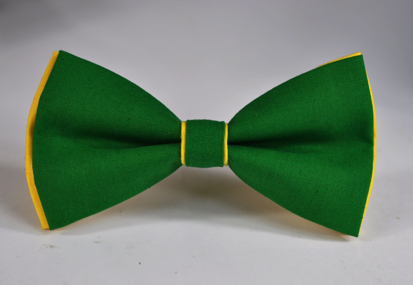 100% Cotton Yellow Ever Green Pretied 2 Layers Bow Tie Bowtie For Men / Youth Teenage / Kids Boy / Baby Infant Children Wedding Party