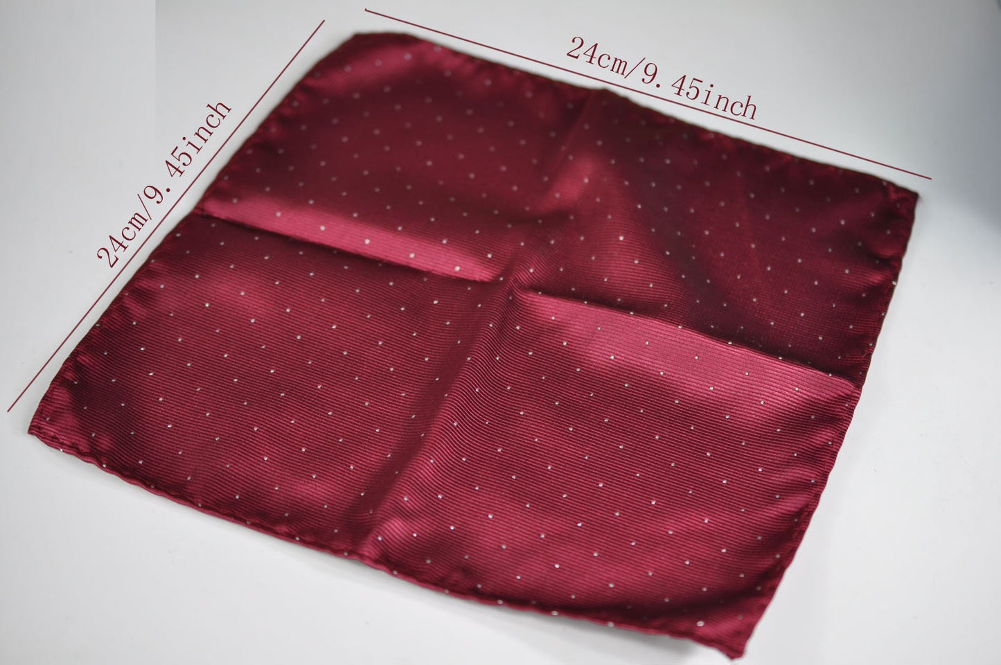 Mens Wine Red Burgundy Dark Red Yarn-dyed Polyester Silk Bow Tie and Pocket Square Hanky Handkerchief Dots Pattern for Wedding Party