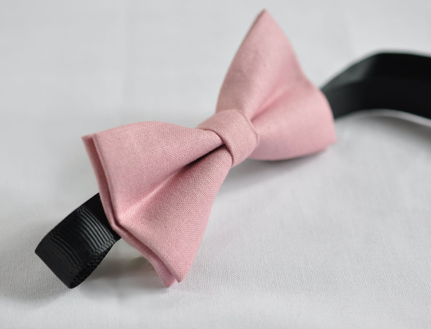Dusky Dusty Rose Pink Blush Pink Cotton Bow tie + Tan Brown Faux Leather Suspenders for Baby infant / Boy Kids / Youth Teenage