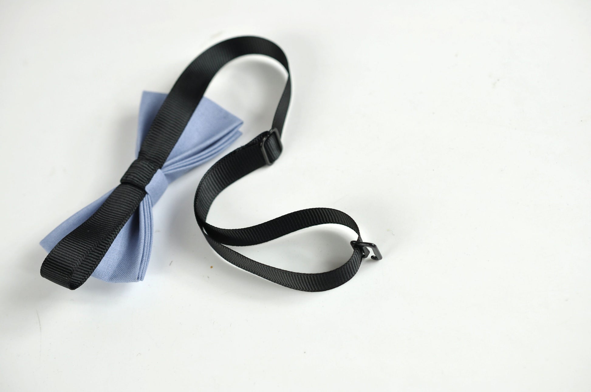 Dusky Dusty Blue Cotton Bow tie + Light Brown Tan Faux Leather Suspenders Braces for Baby infant Toddler / Kids Page Boy or Youth Teenage