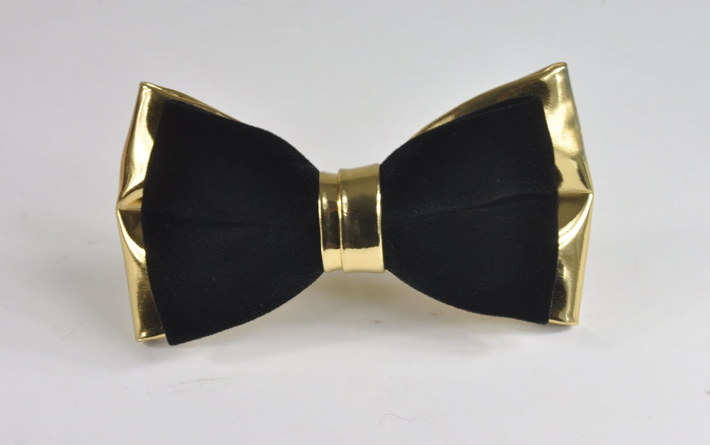 Mens PVC Faux Leather Velvet 2 Layers Black Golden Shining 2 Layers Bow Tie BOWTIE for Adult / Teenage / Kids /Baby