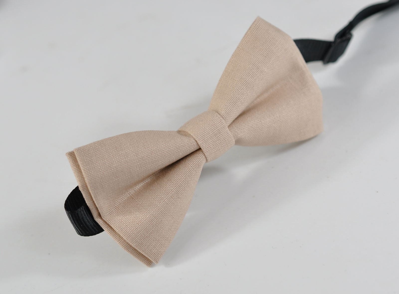 Light Begie Sand Pale Brown Ivory Cotton Bow tie + Black Elastic Suspenders Braces for Baby infant Toddler / Kids Boy / Youth Teenage / Men