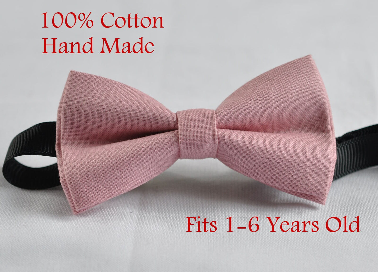 Dusky Dusty Rose Pink Blush Pink Cotton Bow tie + Tan Brown Faux Leather Suspenders for Baby infant / Boy Kids / Youth Teenage
