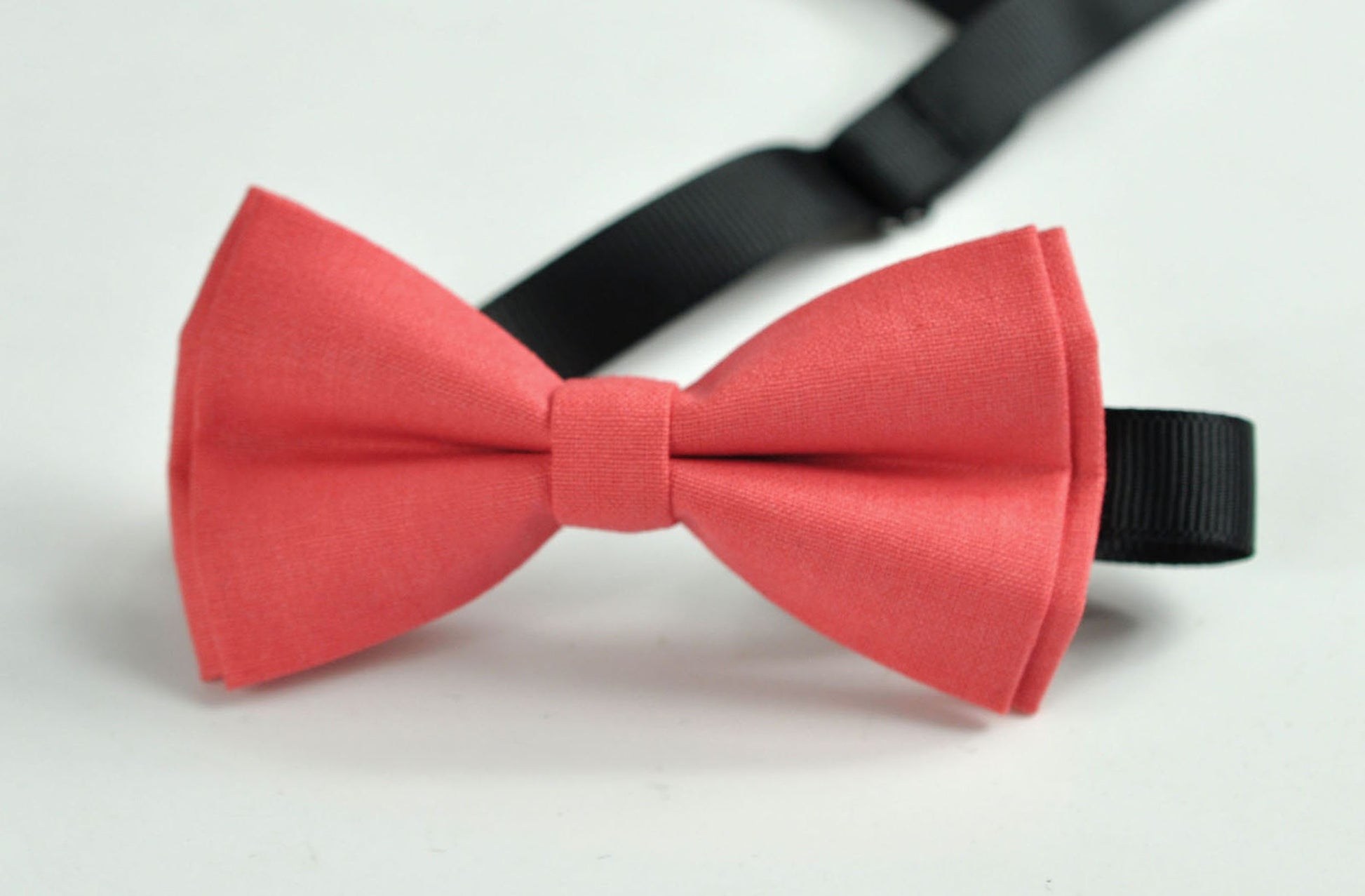 Coral Red Pinky Red Flamingo Cotton Bow tie Bowtie + Navy Elastic Suspenders Braces for Baby Infant / Page Boy Kids Toddler / Youth / Adult