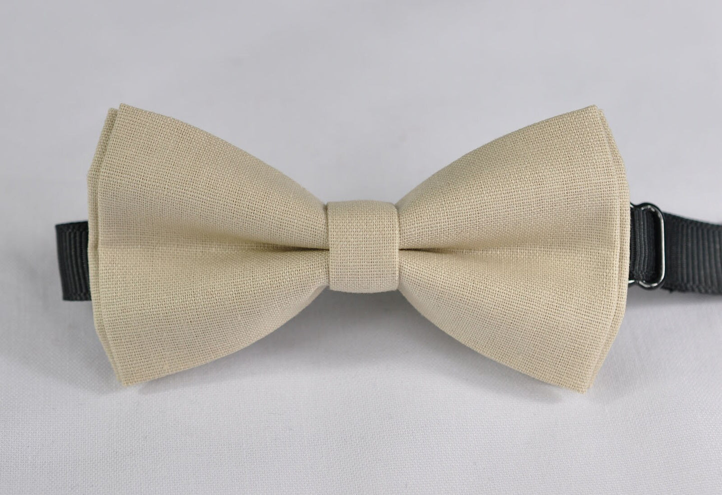 Light Begie Sand Color Cotton Pretied Bow tie + Brown Faux Leather Suspenders for Baby infant / Page Boy Kids / Youth Teenage