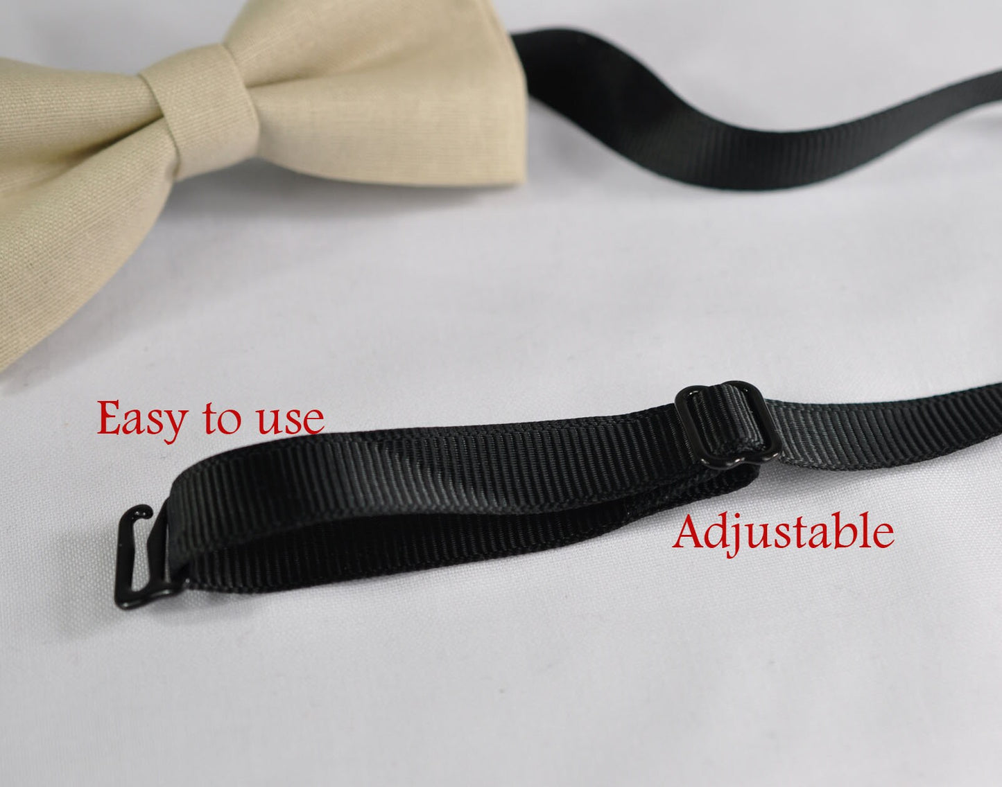 Light Begie Sand Color Cotton Pretied Bow tie + Brown Faux Leather Suspenders for Baby infant / Page Boy Kids / Youth Teenage