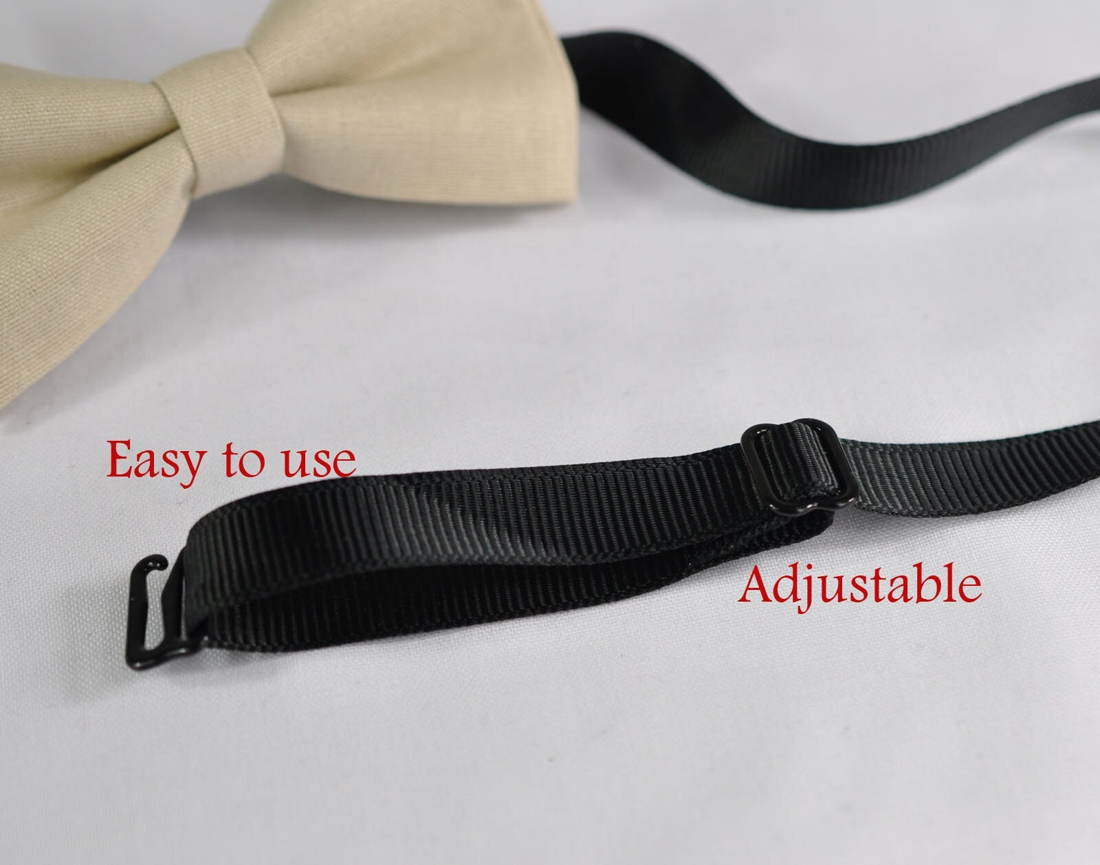 Light Begie Sand Color Cotton Pretied Bow tie + Brown Faux Leather Suspenders for Baby infant / Page Boy Kids / Youth Teenage