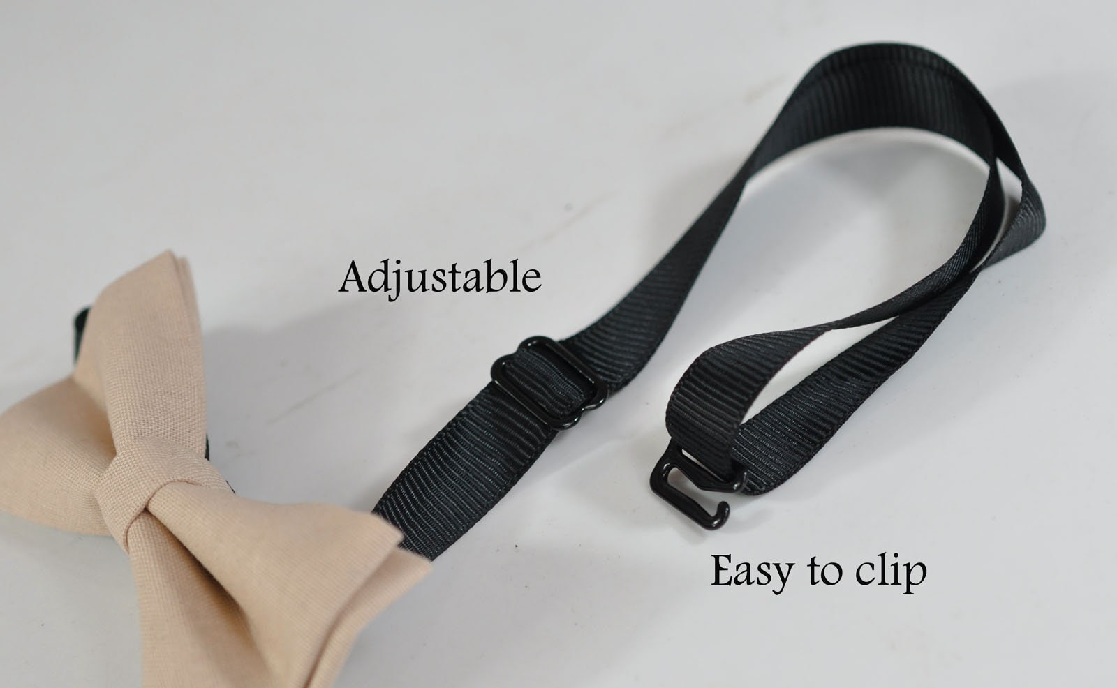 Light Begie Sand Pale Brown Cotton Bow tie + Brown Elastic Suspenders Braces for Baby infant Toddler / Kids Boy / Youth Teenage