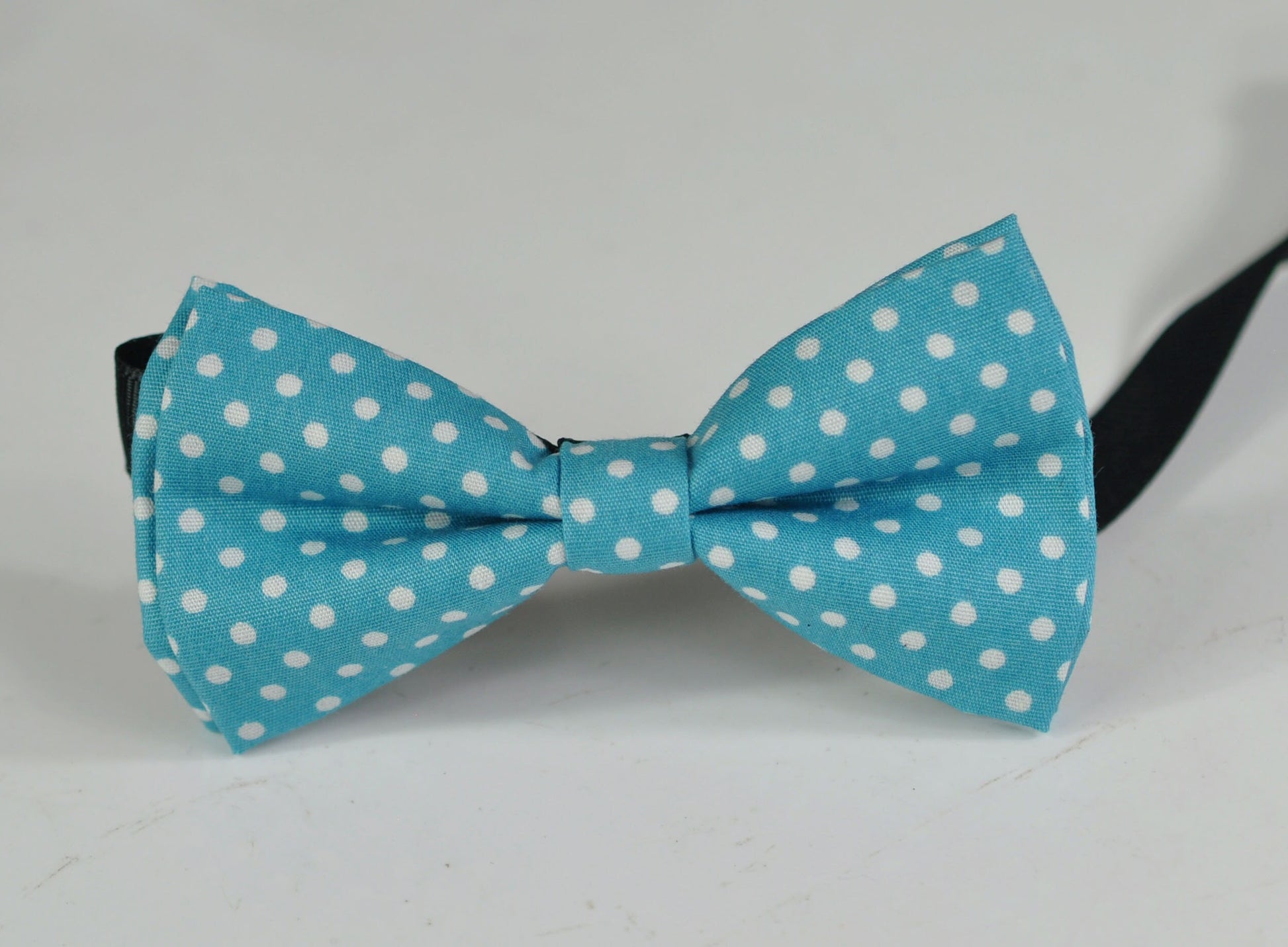 Spots & Stripes Dots Pattern Duck Egg Light Blue Bow tie + Brown Faux Leather Braces Suspenders for Baby infant / Page Boy Kids / Youth