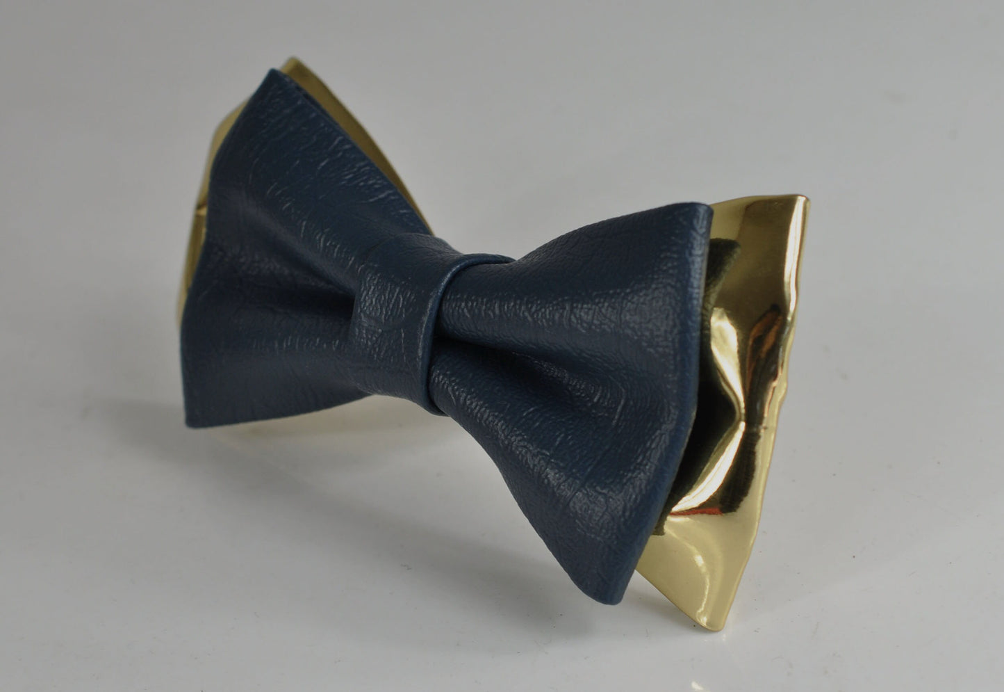 Navy Blue and Gold Golden Faux Leather Pretied Bow tie Bowtie for Men Adult / Youth Teenage / Page Boy Kids / Toddler Baby infant