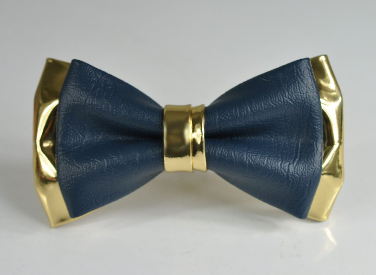 Navy Blue and Gold Golden Faux Leather Pretied Bow tie Bowtie for Men Adult / Youth Teenage / Page Boy Kids / Toddler Baby infant