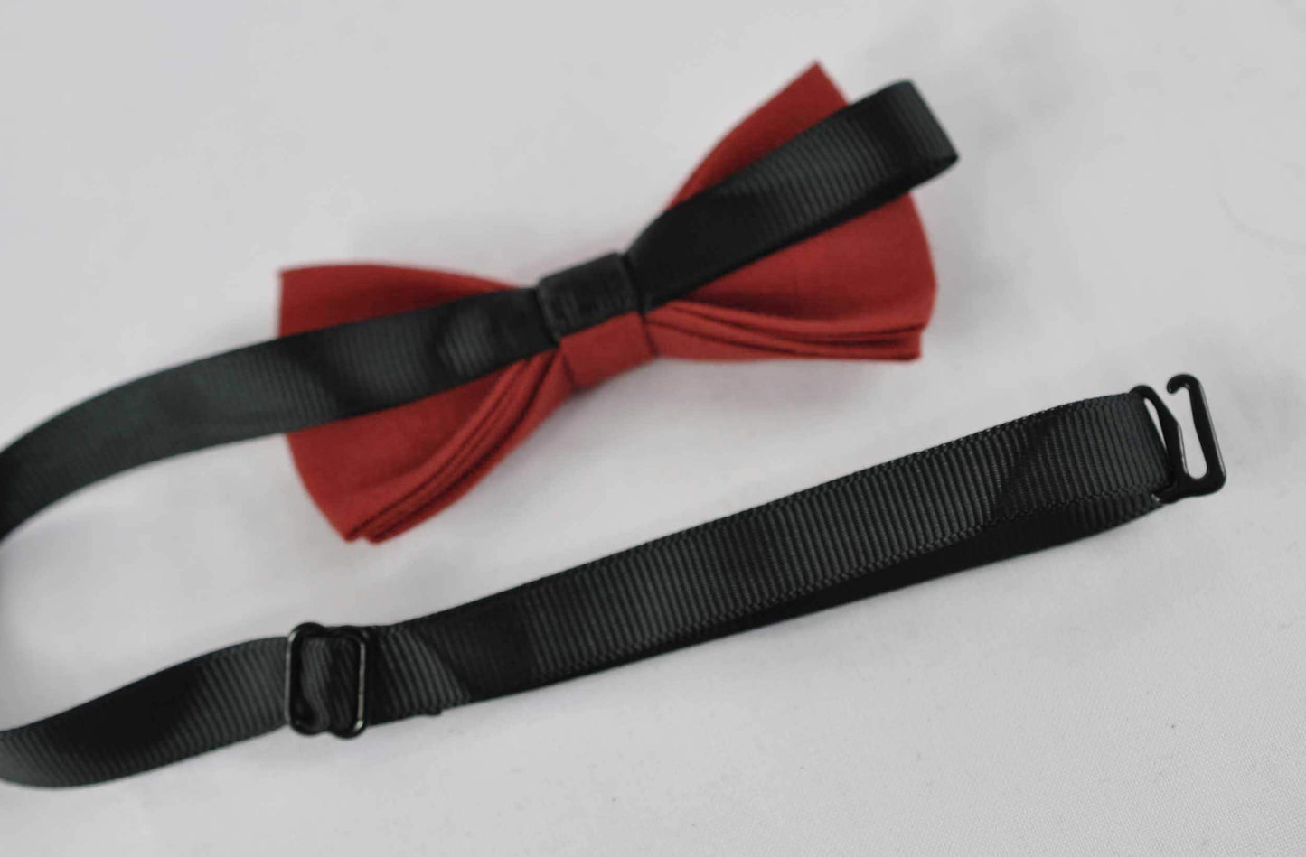 Ginger Brownish Red / Orange Linen Bow tie + Brown Faux Leather Suspenders Braces for Baby infant / Kids Boy / Youth Teenage / Men Adult