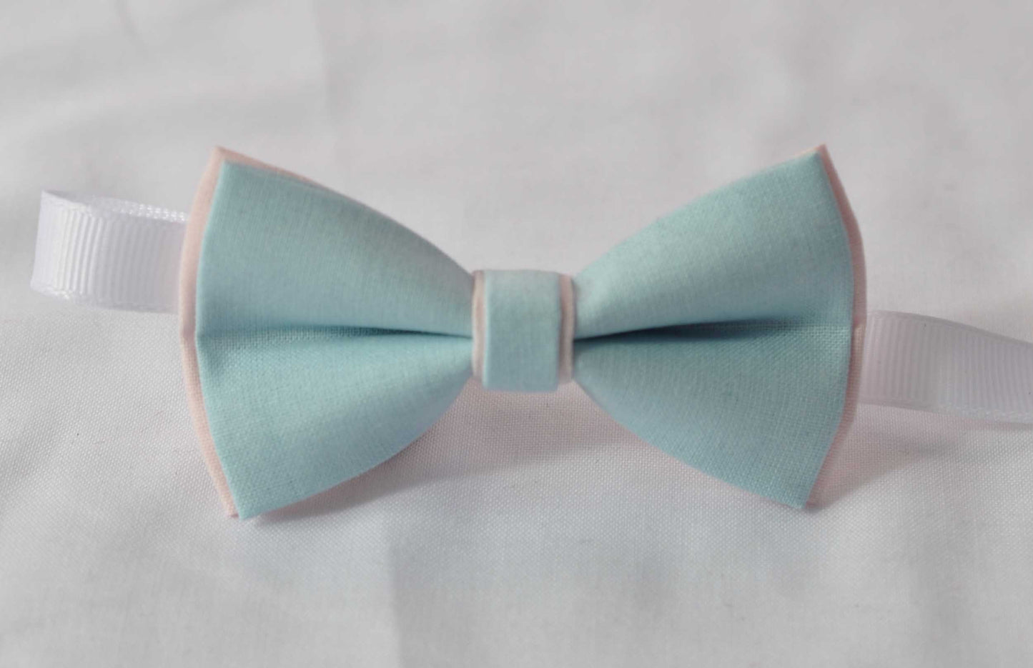 Baby blue Baby Pink 2 Layers cotton Bow tie + Black Elastic suspenders braces for Baby Infant / Boy Kids / Youth Teenage / Men Adult