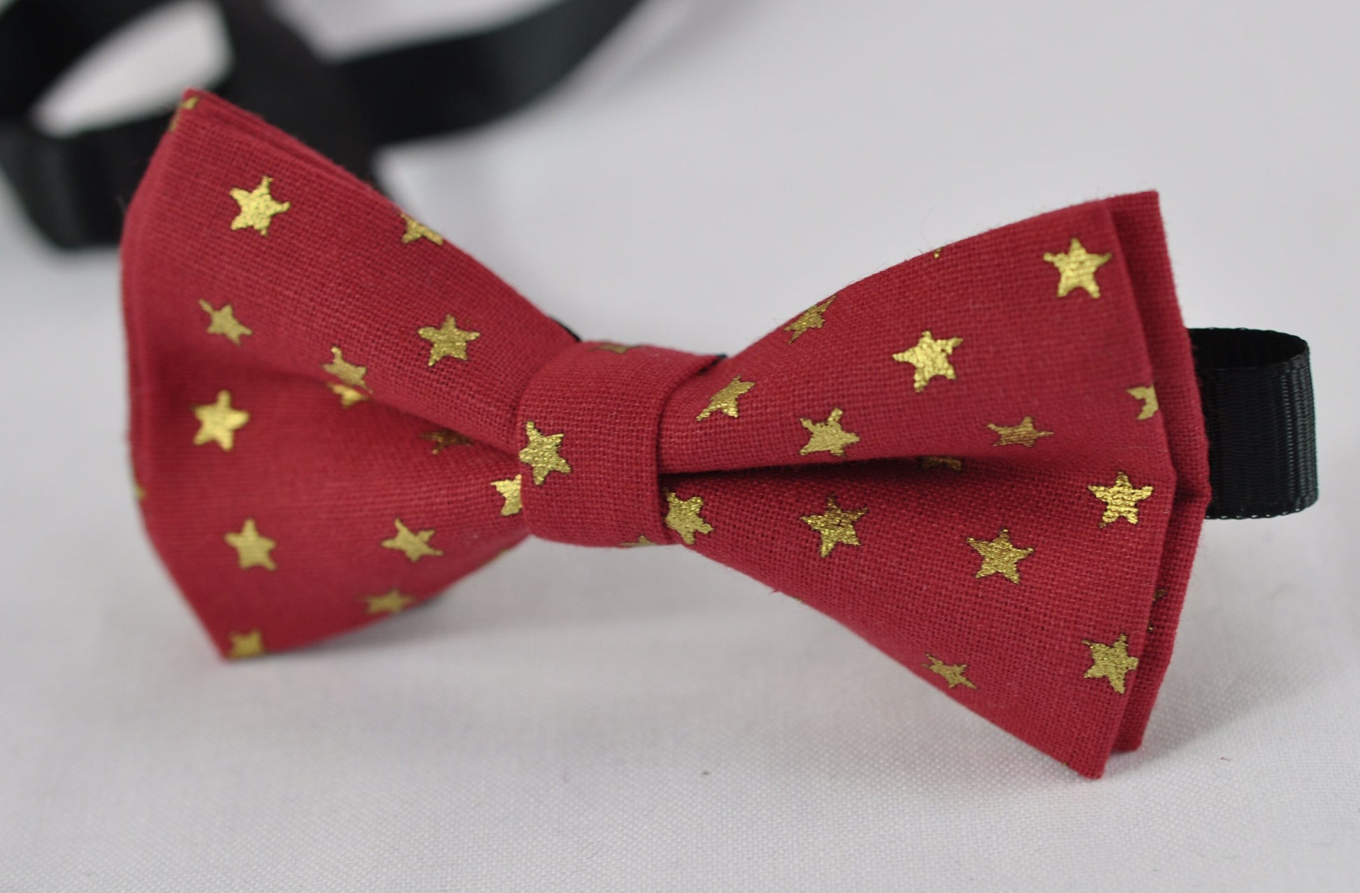 Gold Stars Pattern Red Xmas Christmas Pretied Cotton Bow tie Bowtie for Men Adult / Youth Teenage / Boy Kids / Toddler Baby Infant