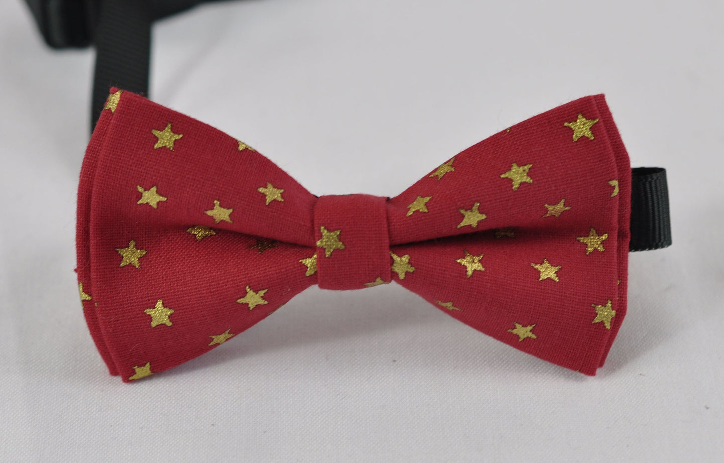 Gold Stars Red Xmas Christmas cotton Bow tie + Brown Tan Faux Leather Suspenders Braces Baby Infant / Boy Kids / Youth Teenage / Men Adult