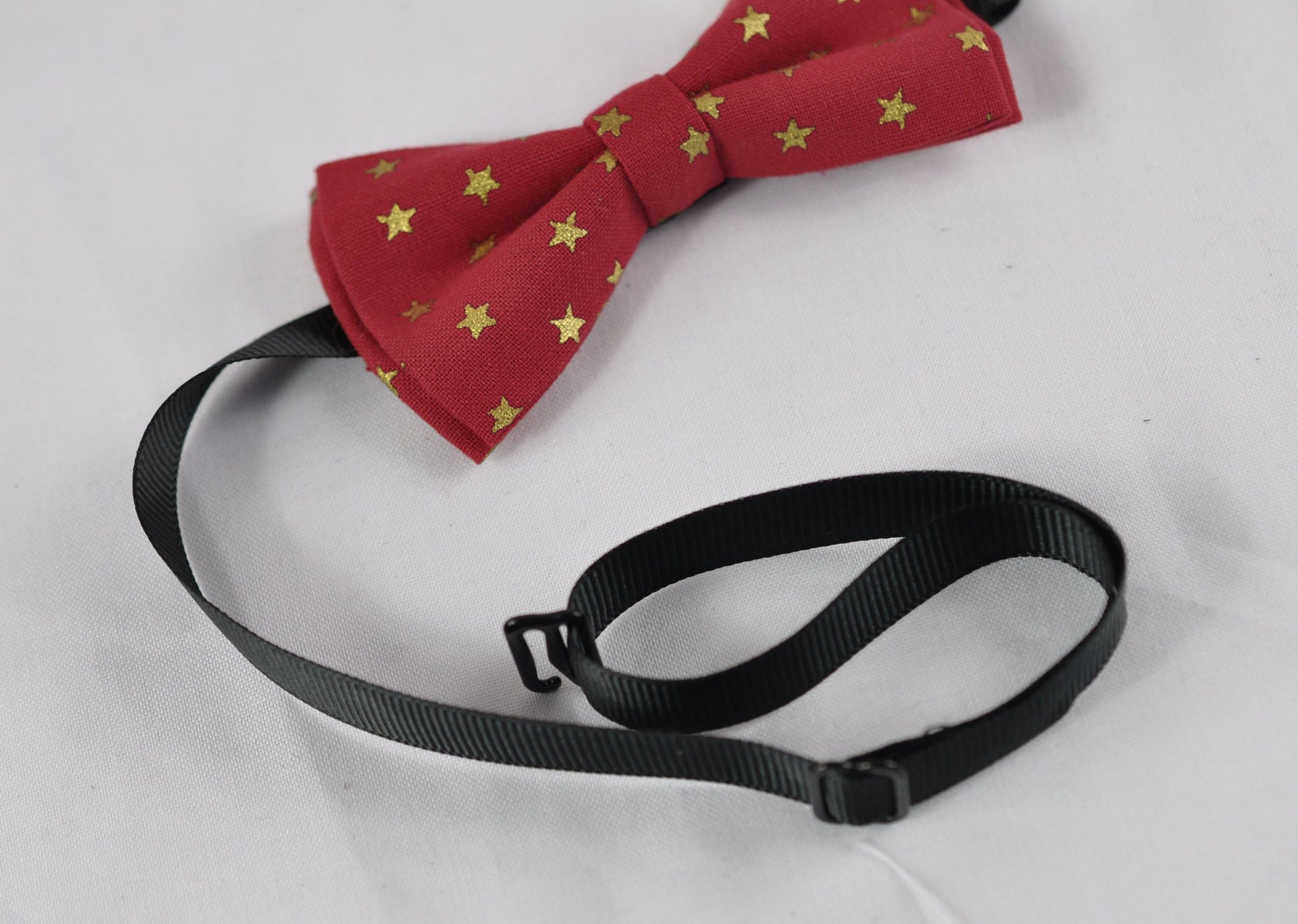 Gold Stars Red Xmas Christmas cotton Bow tie + Brown Tan Faux Leather Suspenders Braces Baby Infant / Boy Kids / Youth Teenage / Men Adult