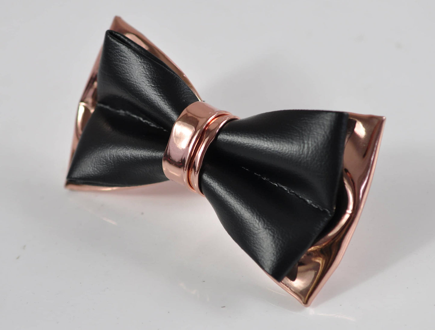 Black and Rose Gold Golden 2 Layers Faux Leather PVC Bow tie bowtie for infant baby toddler / Boy Kids / Youth Teenage / Men Adult