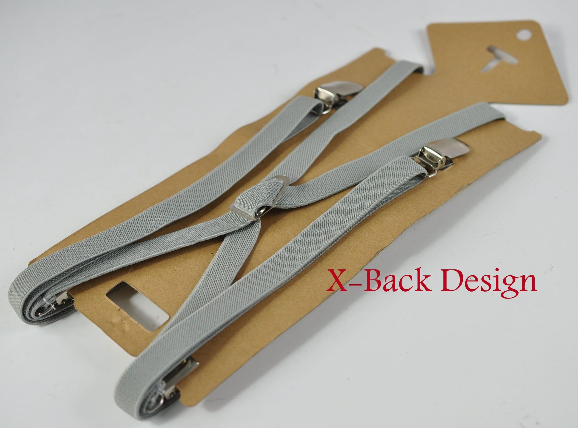 Men Women Unisex Silver Grey Adjustable Skinny 15mm 1.5cm Wide X-Back 4 Clips Pants Elastic Suspenders Braces Fits Height 110cm to 190cm