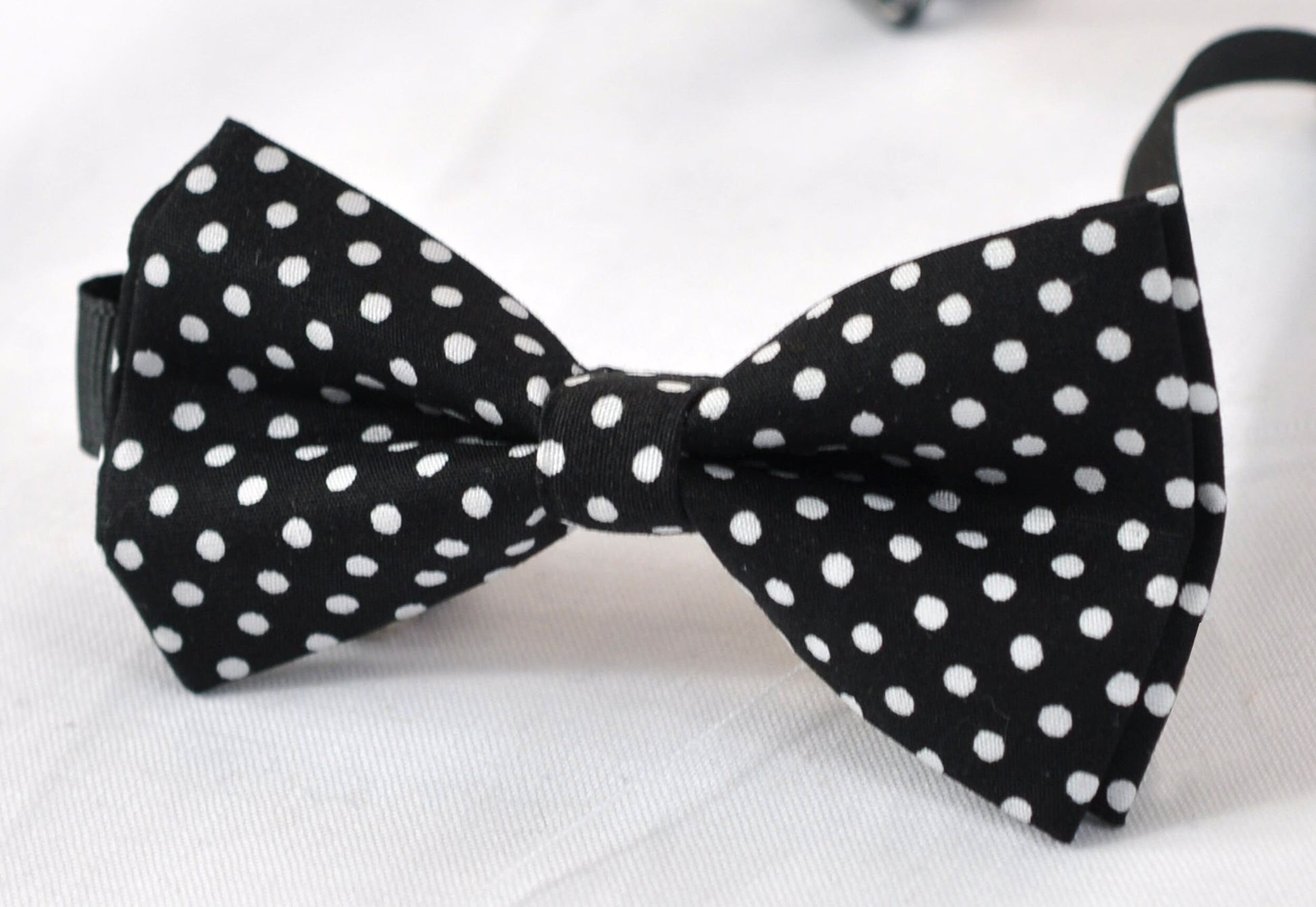Black White Spots & Stripes DOTS Pattern Cotton Bow Tie + Black Elastic Suspenders Braces for Baby Infant / Boy Kids / Youth Teenage / Adult