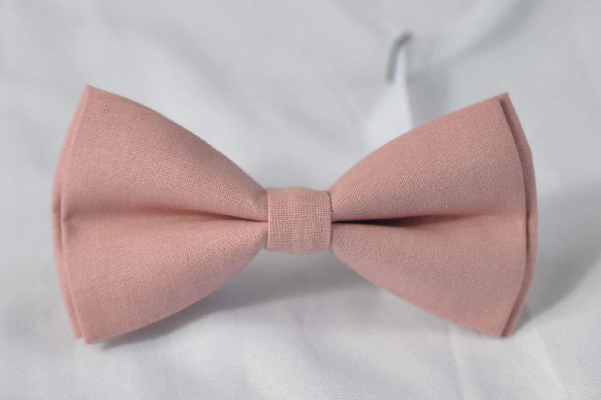 Warm Dusty Pink Cotton Bow tie + Matched Elastic Adjustable Braces Suspenders + POCKET SQUARE for Baby Infant / Boy Kids / Youth / Men