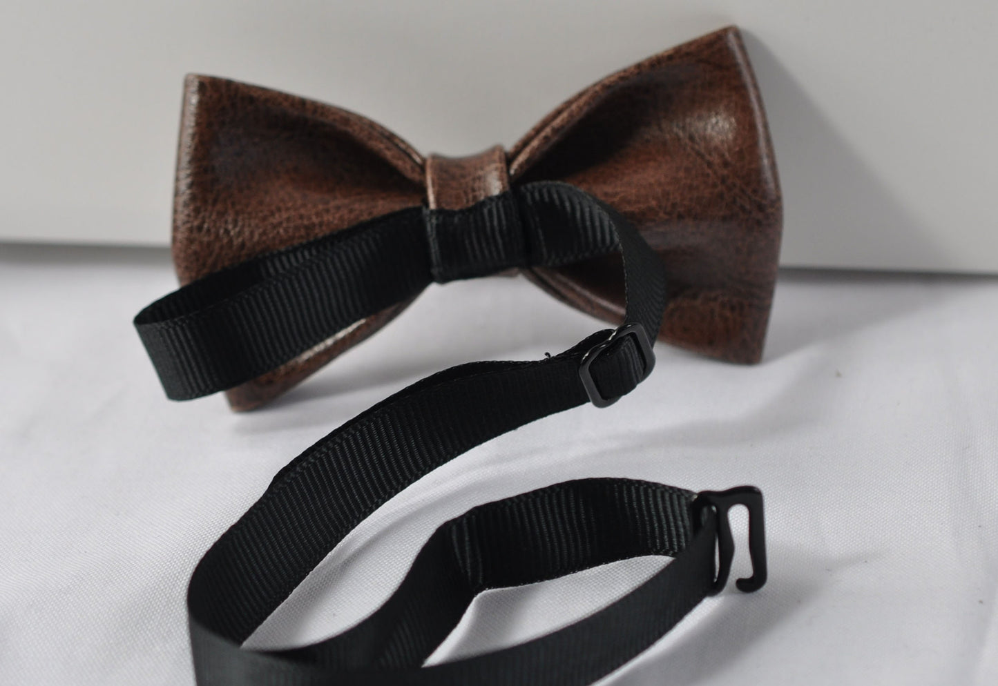 Dark Brown Coffee Faux Leather Bow tie + Burgundy Wine Red Elastic Suspenders Braces for Infant Baby / Boy Kids / Youth Teenage / Men Adult