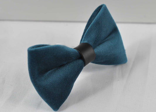 Dark Turquoise Teal Blue Velvet Black Faux Leather Bow tie Bowtie for Men Adult / Youth Teenage / Kids Boy / Baby Infant Toddler