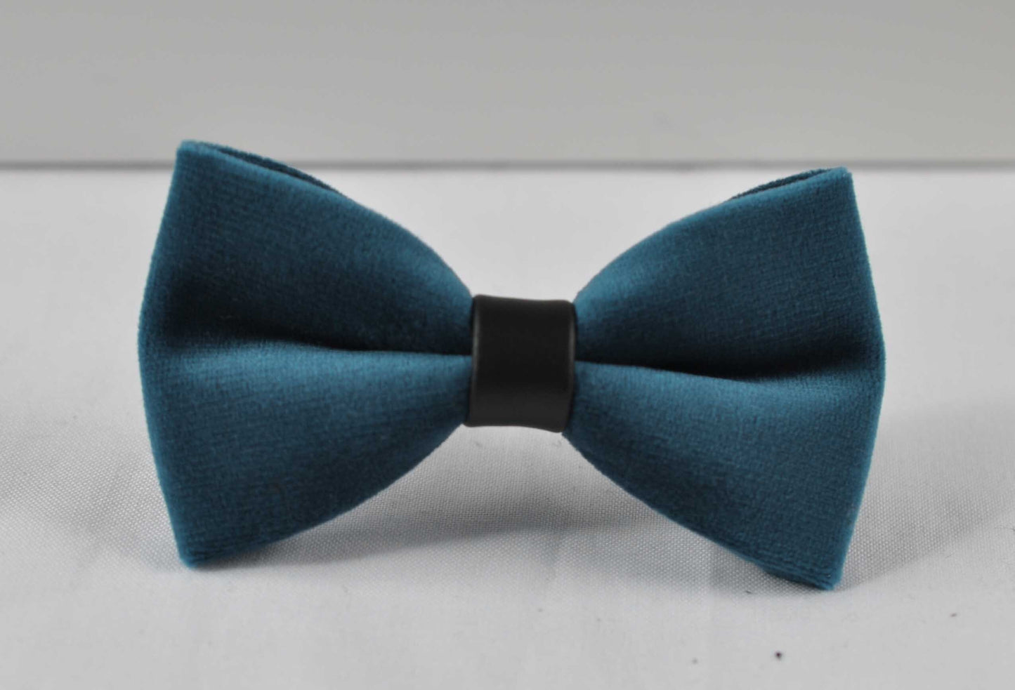 Dark Turquoise Teal Blue Velvet Black Faux Leather Bow tie Bowtie for Men Adult / Youth Teenage / Kids Boy / Baby Infant Toddler