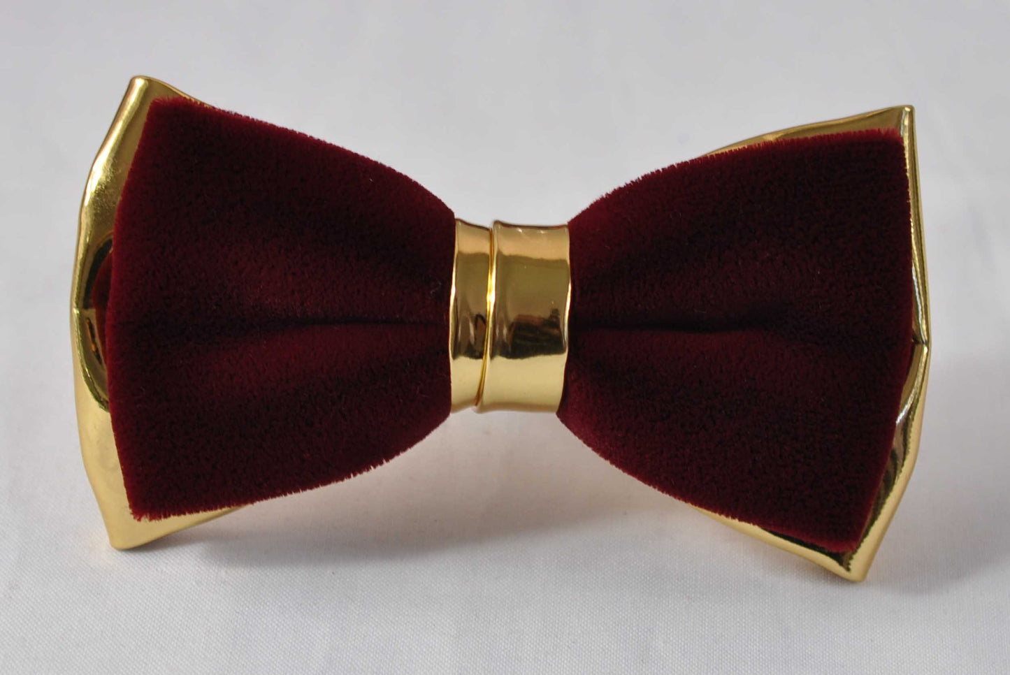 Men Adult Burgundy Velvet Gold Faux Leather Bow tie + 35mm Wide Black Elastic Suspenders Braces for Wedding / Party