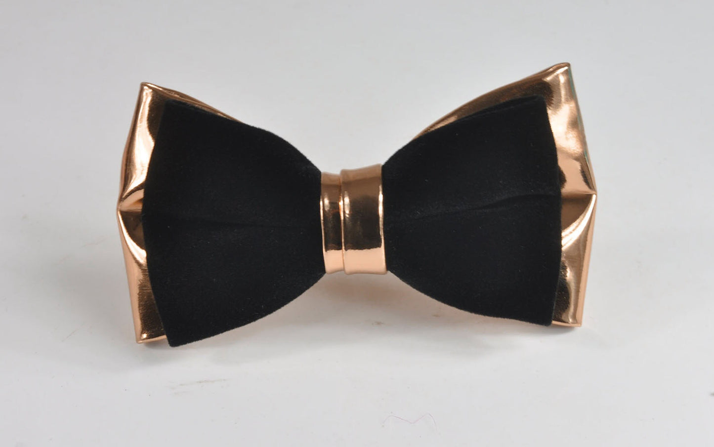 Black Velvet + Rose Gold Faux Leather 2 Layers Pre tied Bow tie Bowtie for Men Adult / Youth Teenage / Kids Boy / Baby Infant Toddler