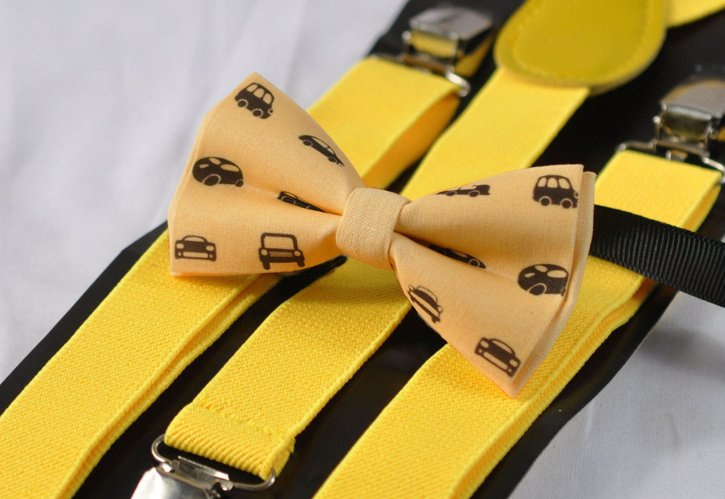 Baby Yellow Light Yellow Cotton Bow tie Bowtie + Yellow Elasitc Suspeners Braces for Youth Teenage / Boy Kids / Baby Infant Toddler
