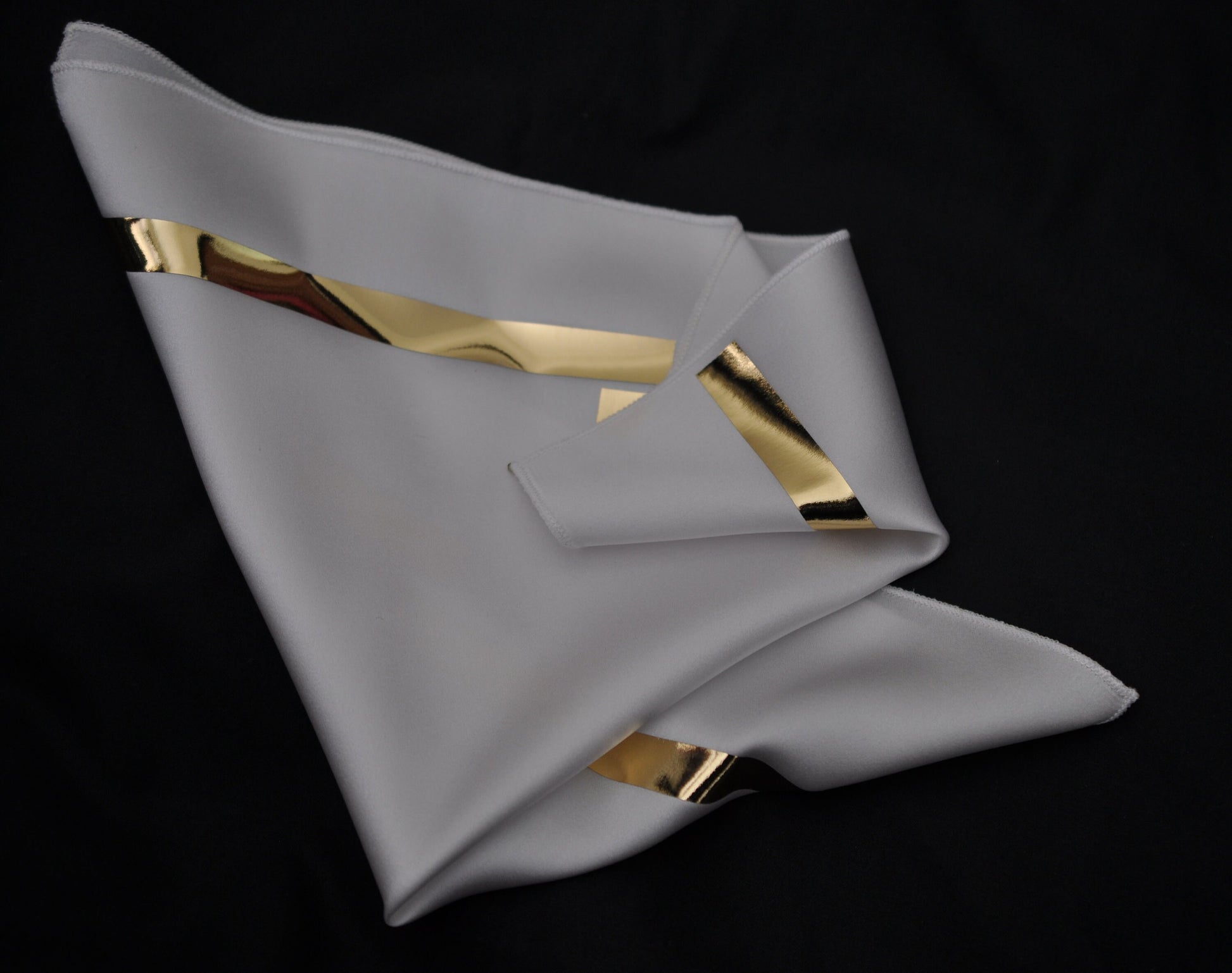 Men Men's Silk White and Gold Shining Handmade Pocket Square for Wedding Formal Hanky Handkerchief